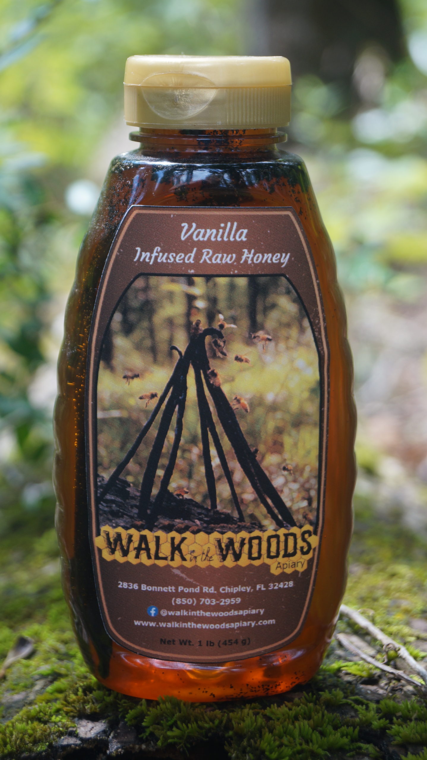 1lb Vanilla Infused Raw Wildflower Honey